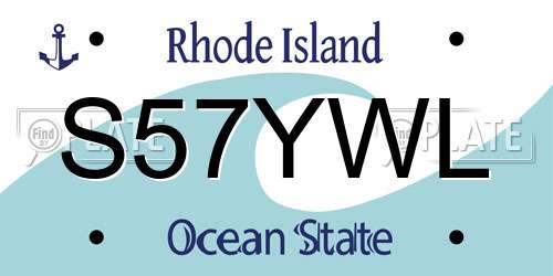 S57YWL Rhode Island License Plate