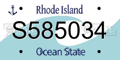 S585034 Rhode Island License Plate