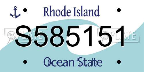 S585151 Rhode Island License Plate