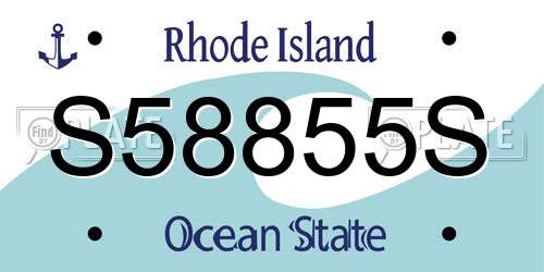 S58855S Rhode Island License Plate
