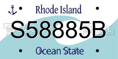 S58885B Rhode Island License Plate