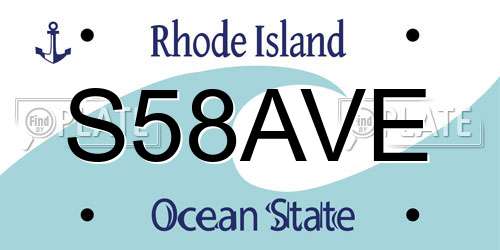 S58AVE Rhode Island License Plate