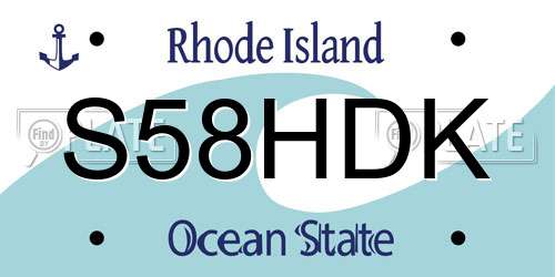 S58HDK Rhode Island License Plate