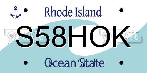 S58HOK Rhode Island License Plate