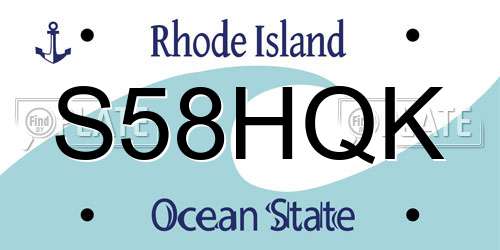 S58HQK Rhode Island License Plate