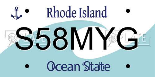 S58MYG Rhode Island License Plate