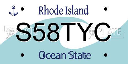 S58TYC Rhode Island License Plate