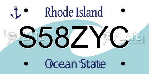 S58ZYC Rhode Island License Plate