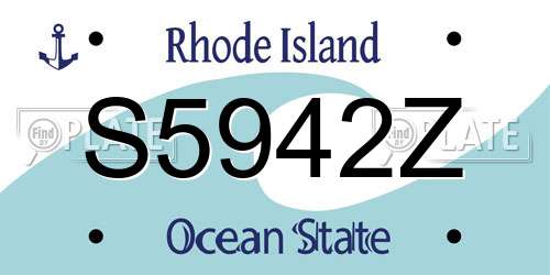 S5942Z Rhode Island License Plate