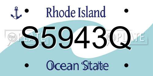 S5943Q Rhode Island License Plate