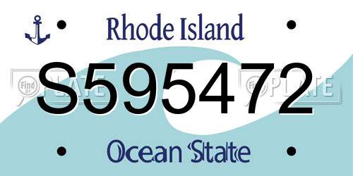 S595472 Rhode Island License Plate