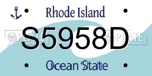 S5958D Rhode Island License Plate