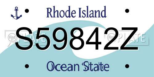 S59842Z Rhode Island License Plate