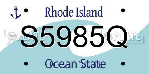S5985Q Rhode Island License Plate