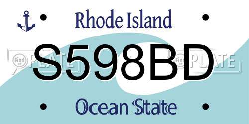 S598BD Rhode Island License Plate