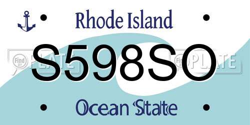 S598SO Rhode Island License Plate