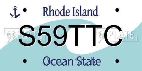 S59TTC Rhode Island License Plate