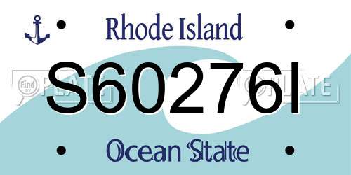 S60276I Rhode Island License Plate