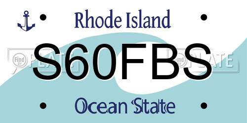 S60FBS Rhode Island License Plate