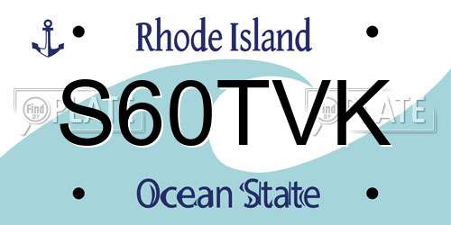 S60TVK Rhode Island License Plate
