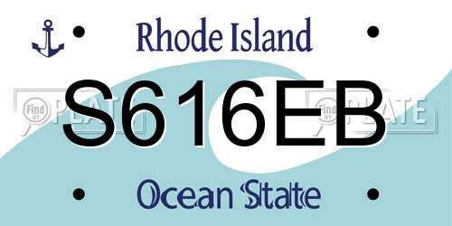 S616EB Rhode Island License Plate