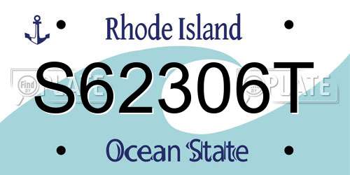 S62306T Rhode Island License Plate