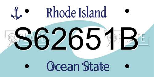 S62651B Rhode Island License Plate