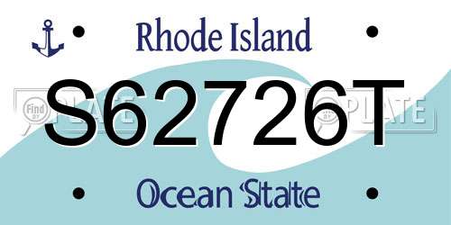 S62726T Rhode Island License Plate