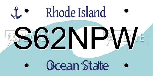 S62NPW Rhode Island License Plate
