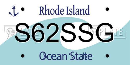 S62SSG Rhode Island License Plate