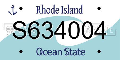 S634004 Rhode Island License Plate