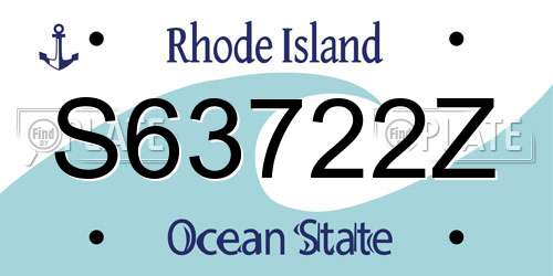 S63722Z Rhode Island License Plate