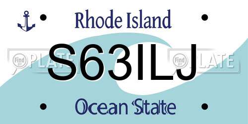 S63ILJ Rhode Island License Plate