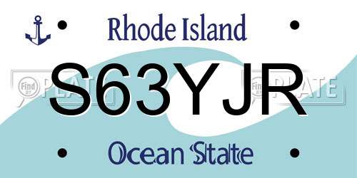S63YJR Rhode Island License Plate