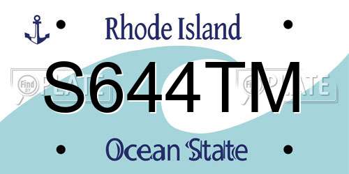 S644TM Rhode Island License Plate