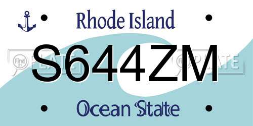 S644ZM Rhode Island License Plate