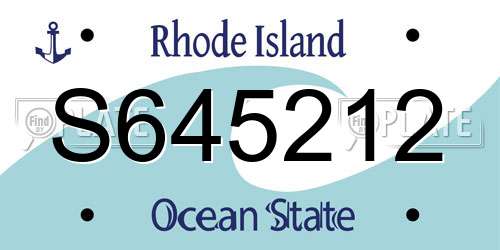 S645212 Rhode Island License Plate