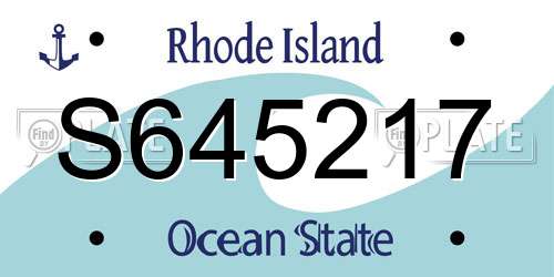 S645217 Rhode Island License Plate