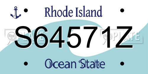 S64571Z Rhode Island License Plate