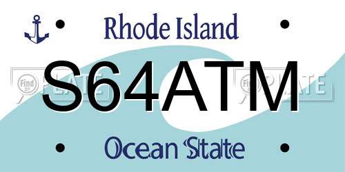 S64ATM Rhode Island License Plate