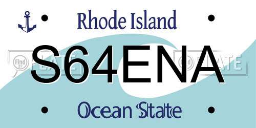 S64ENA Rhode Island License Plate