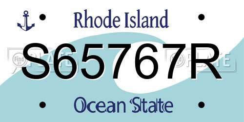 S65767R Rhode Island License Plate