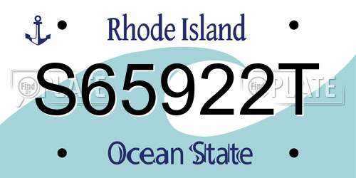 S65922T Rhode Island License Plate