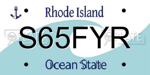S65FYR Rhode Island License Plate