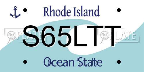 S65LTT Rhode Island License Plate