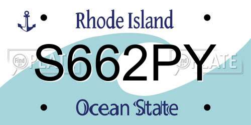 S662PY Rhode Island License Plate