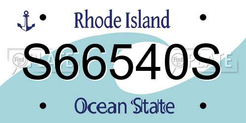 S66540S Rhode Island License Plate