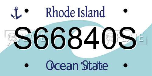 S66840S Rhode Island License Plate