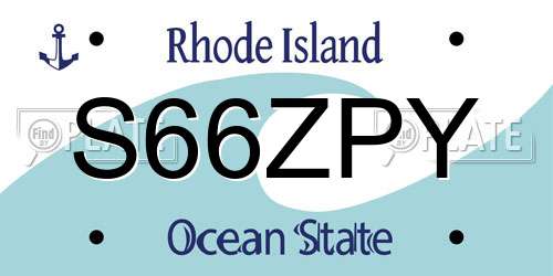 S66ZPY Rhode Island License Plate