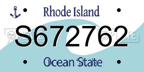 S672762 Rhode Island License Plate